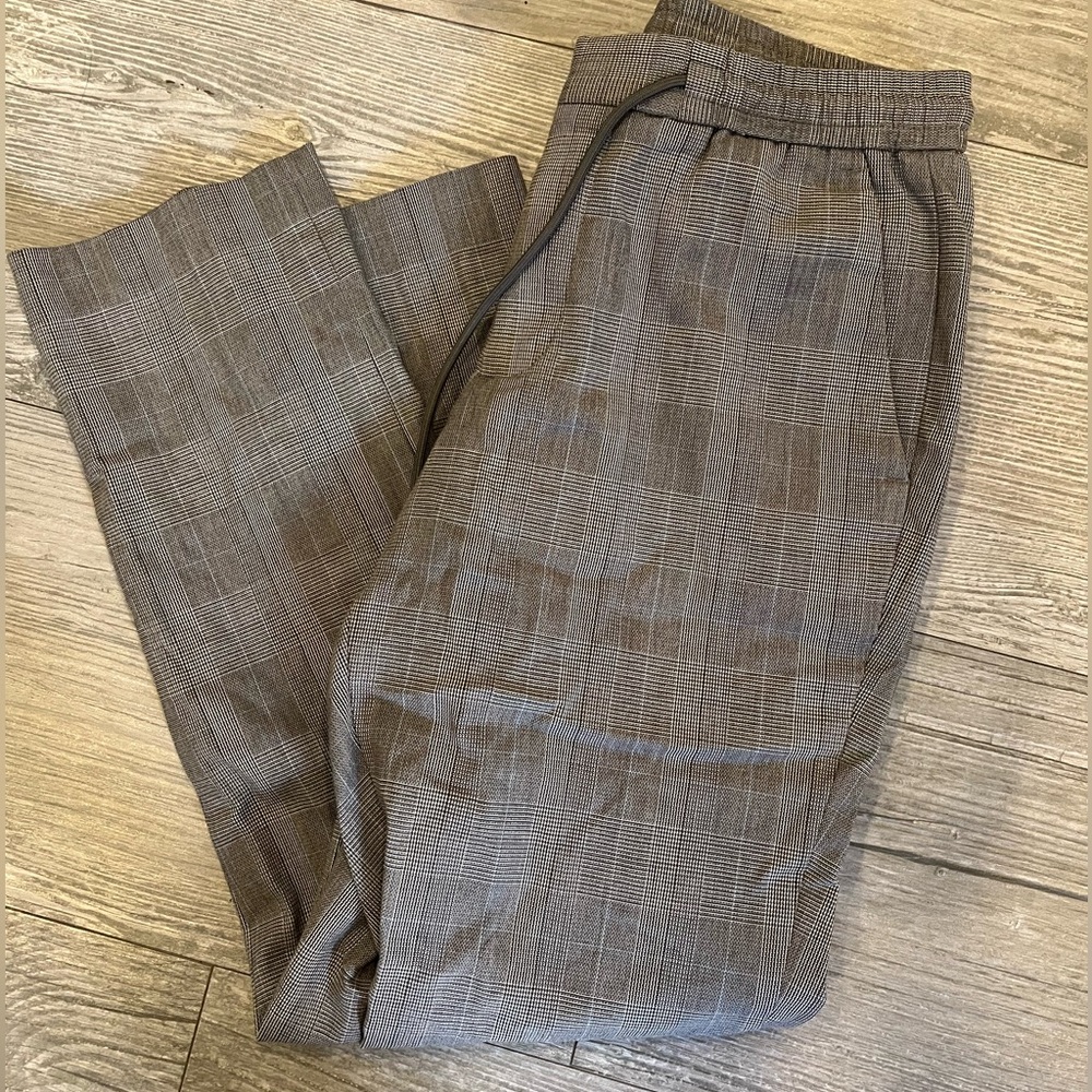 Men’s Express Slim Gray Plaid Pants with Draw String